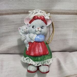 Jasco Holiday Hug A Bell Mouse Mom & Baby Ornament 4 Inch Vintage Christmas